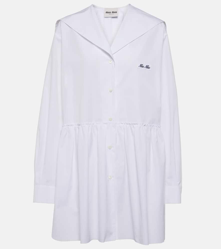 miu miu gathered cotton poplin shirt dress