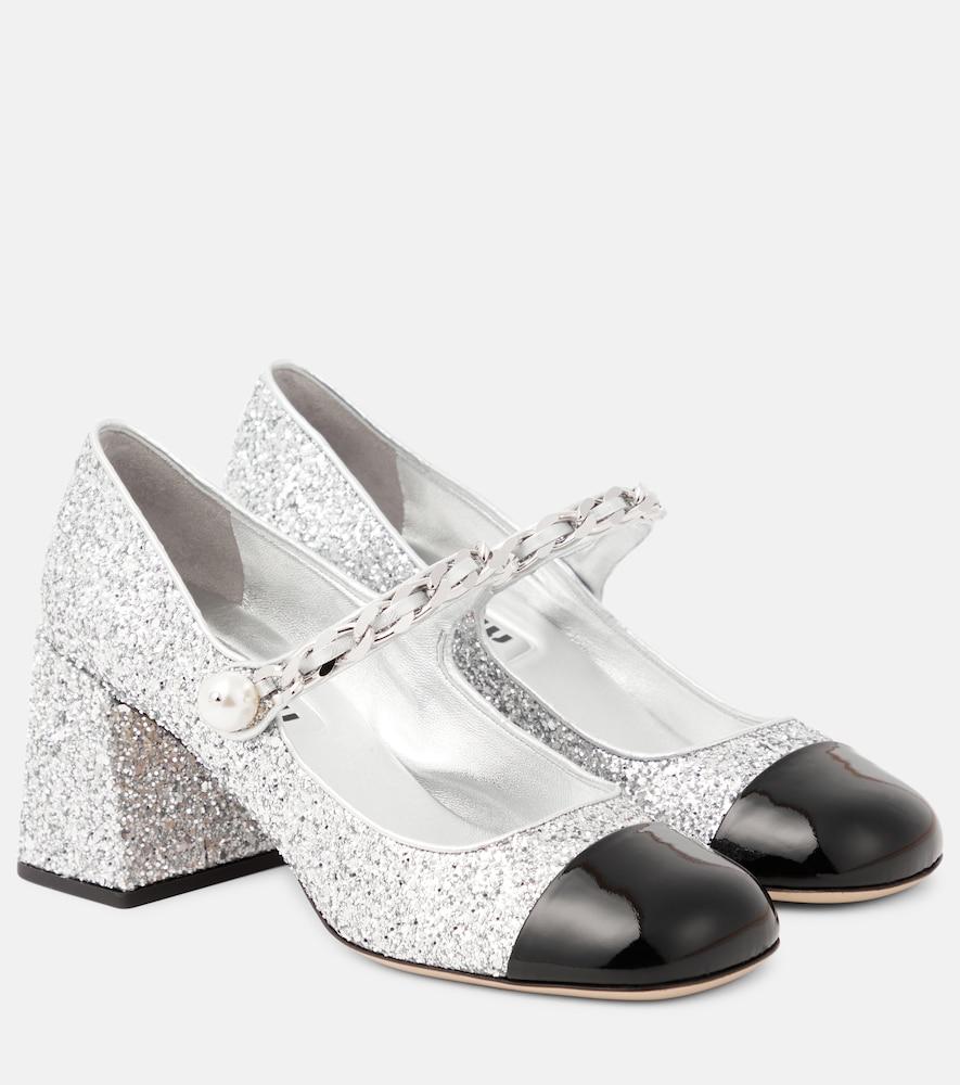 miu miu glitter mary jane pumps