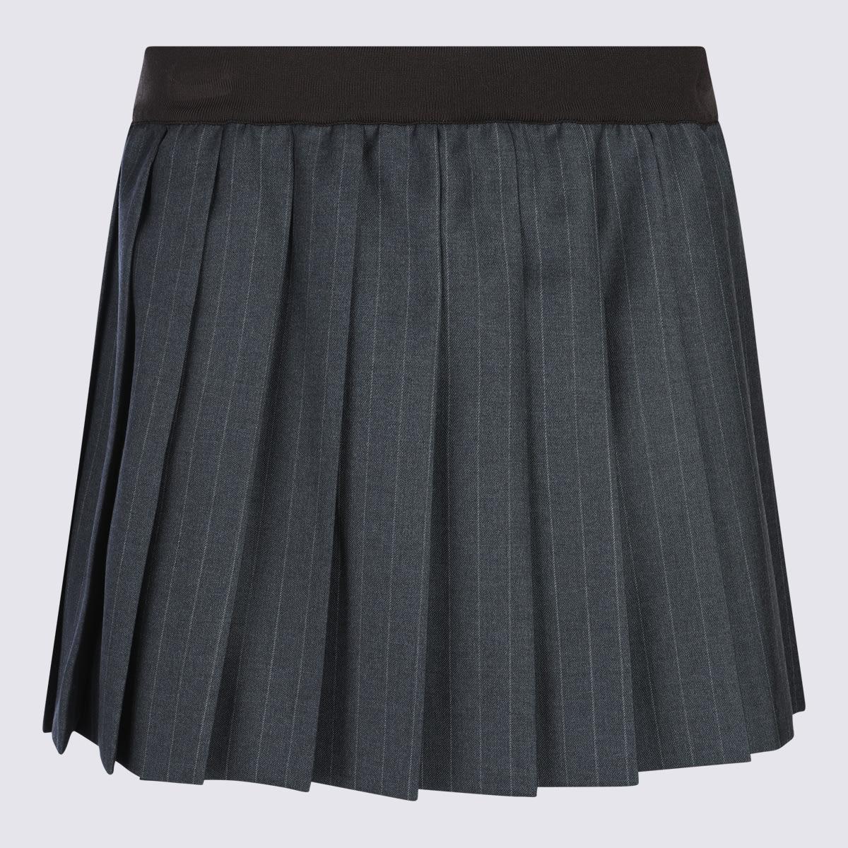 miu miu grey wool skirt