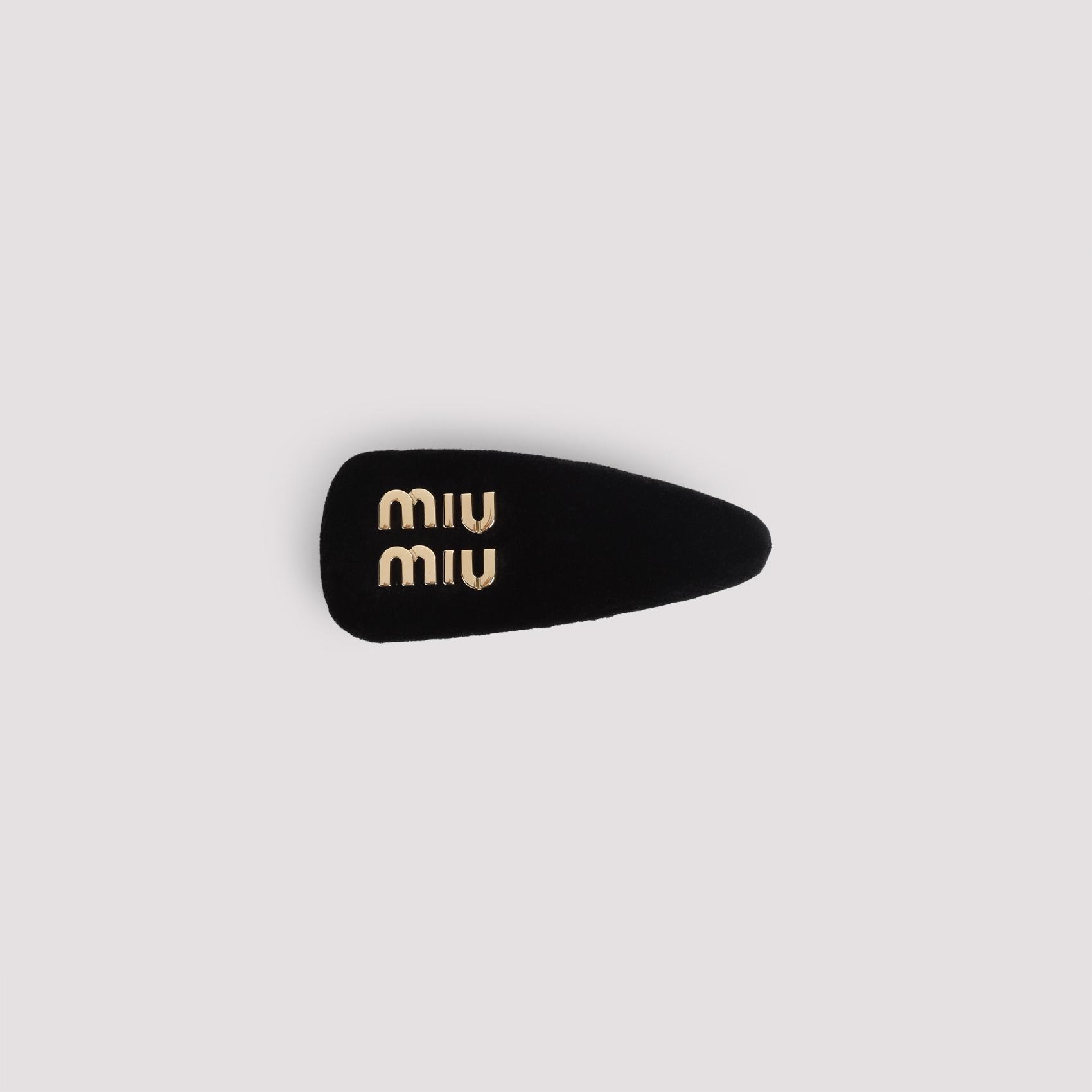 miu miu hair pin black brass velvet hat - women
