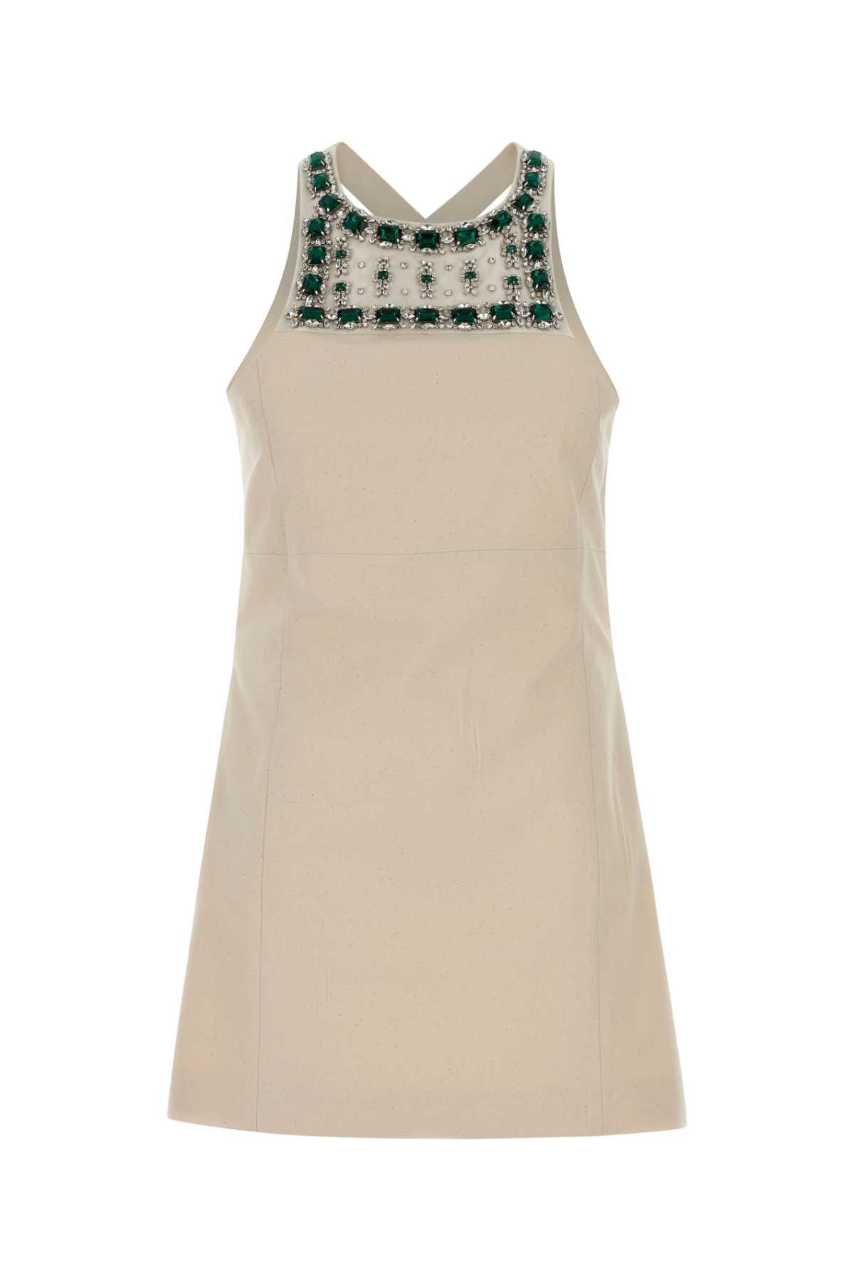 miu miu ivory canvas mini dress