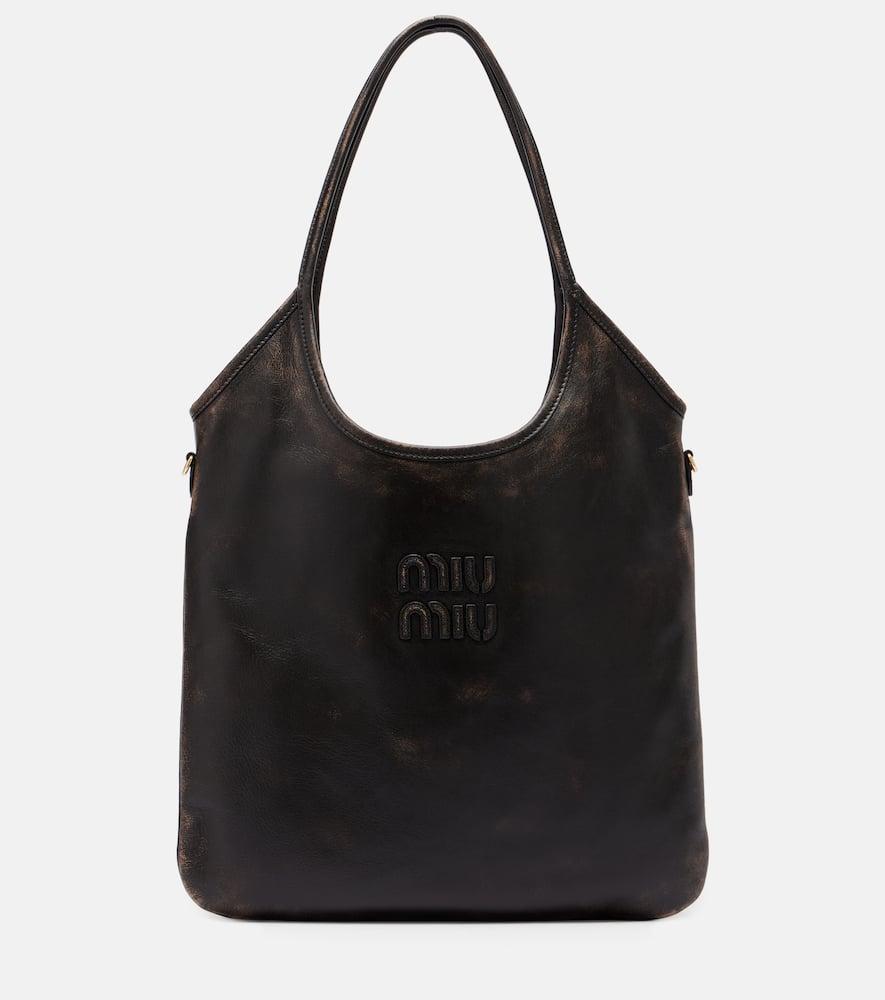 miu miu ivy distressed leather shoulder bag