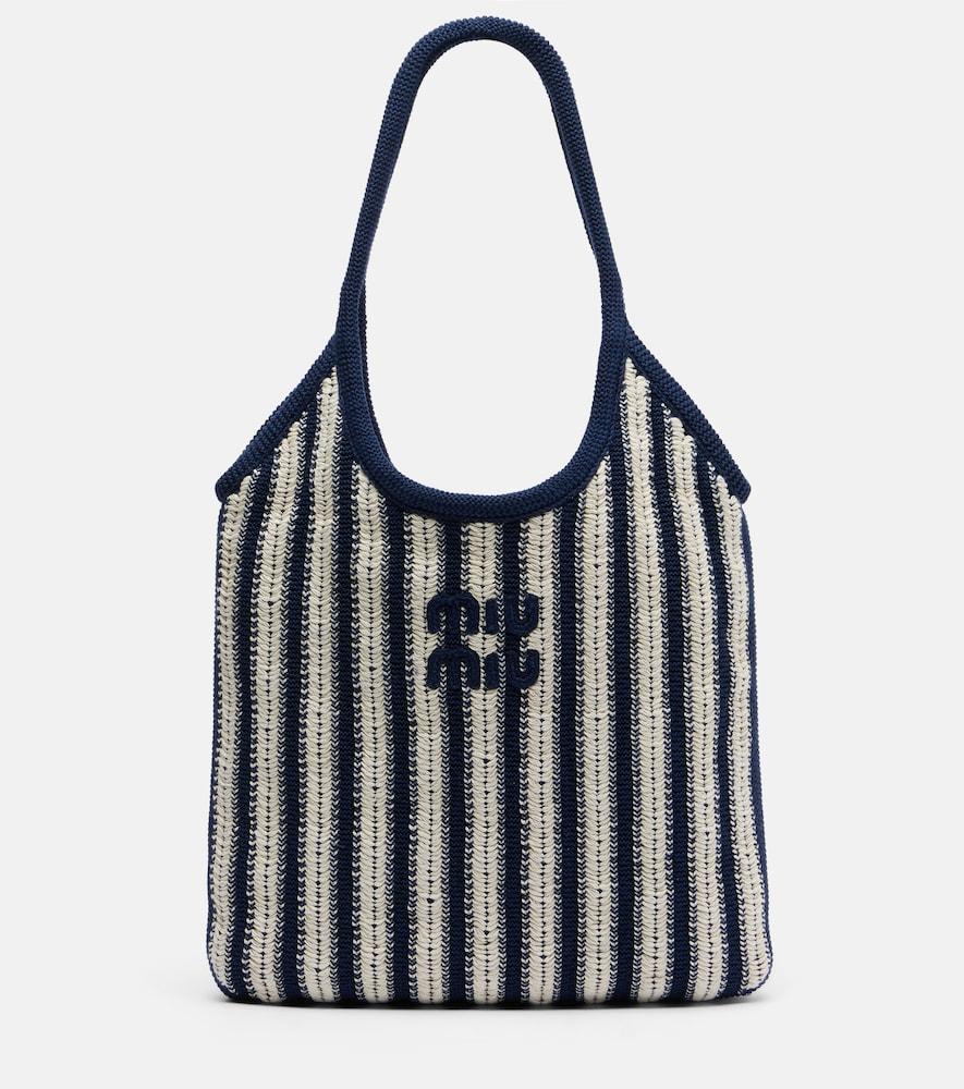 miu miu ivy striped crochet shoulder bag