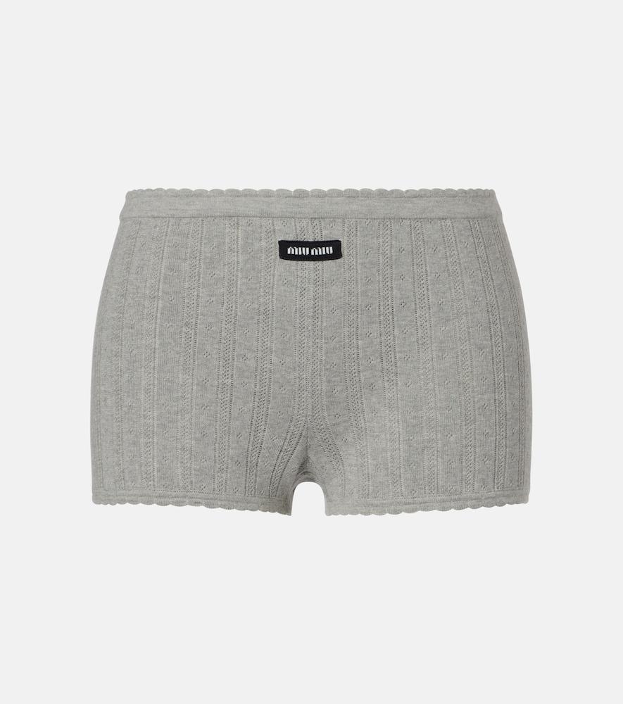 miu miu knitted cotton shorts