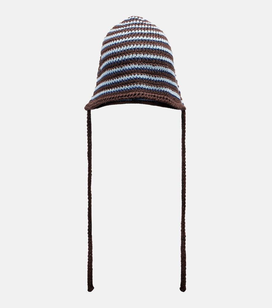 miu miu knitted striped cotton hat