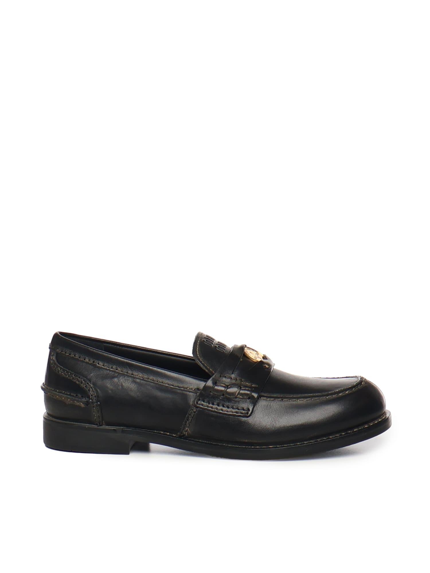 miu miu leather loafers
