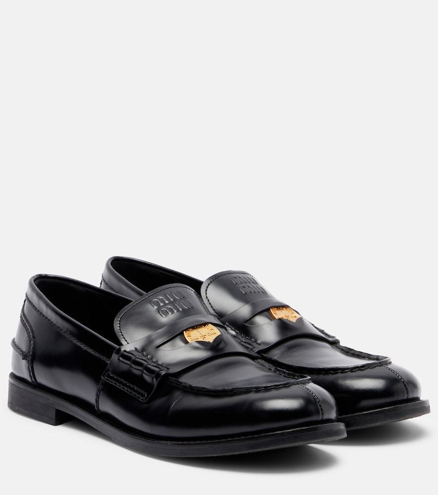 miu miu leather loafers