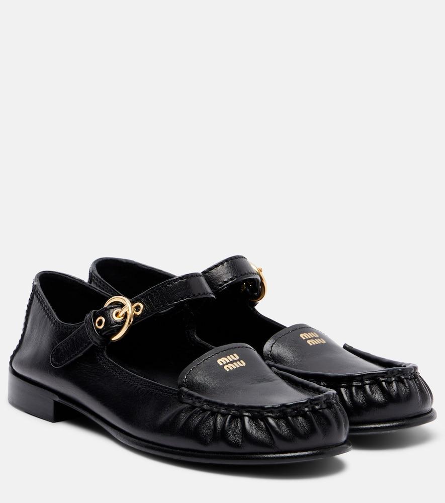 miu miu leather loafers