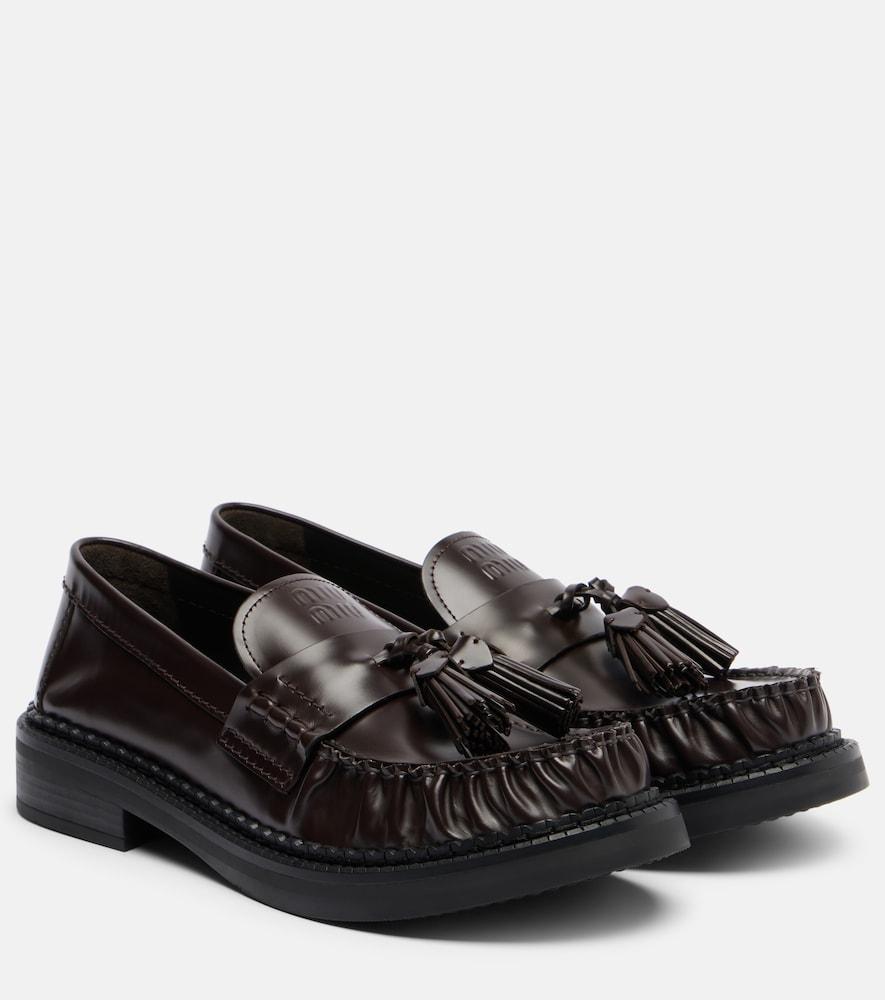 miu miu leather loafers