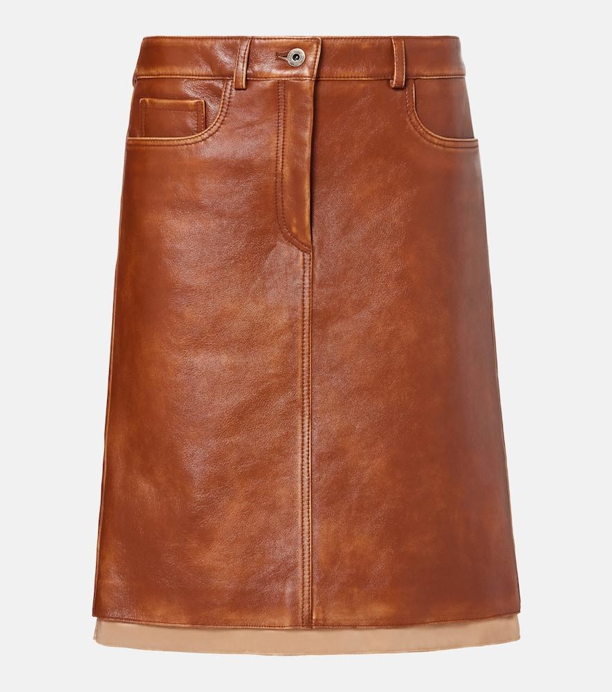 miu miu leather midi skirt