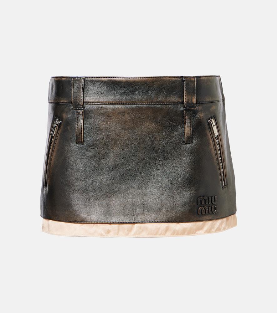 miu miu leather miniskirt