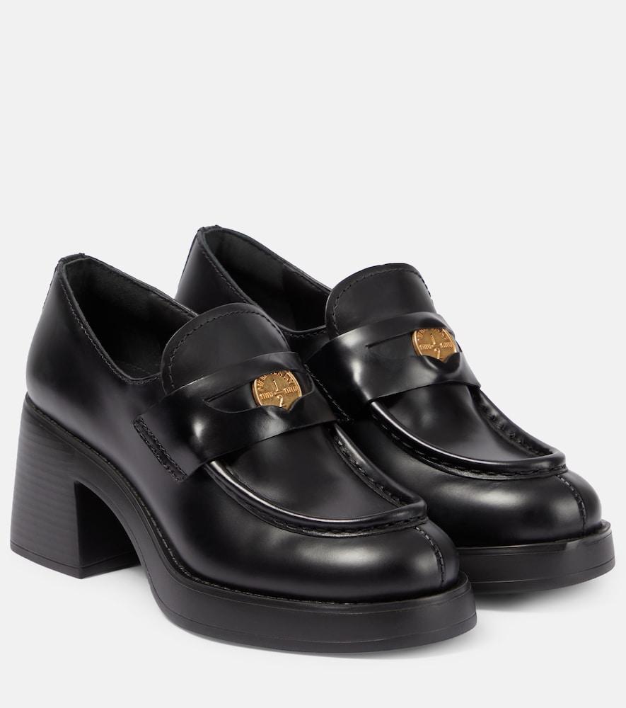 miu miu leather penny loafers
