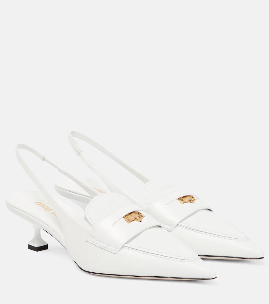 miu miu leather slingback penny loafers