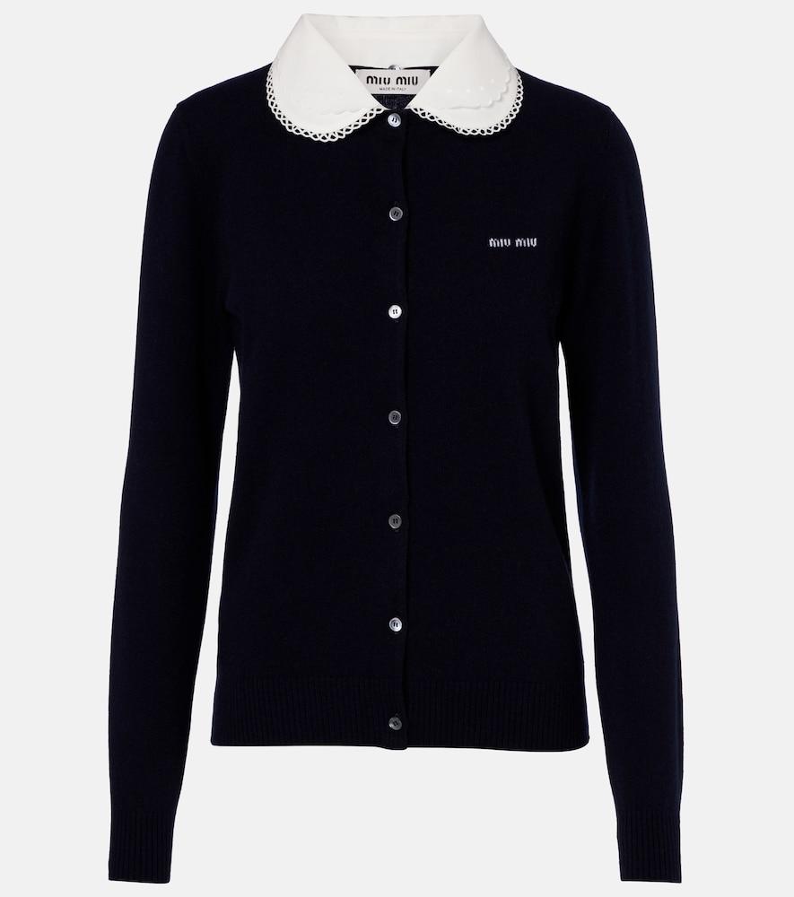 miu miu logo cashmere cardigan
