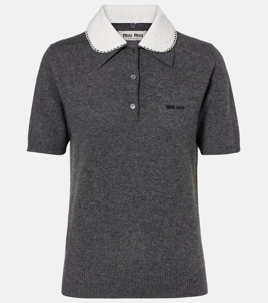 miu miu logo cashmere polo shirt