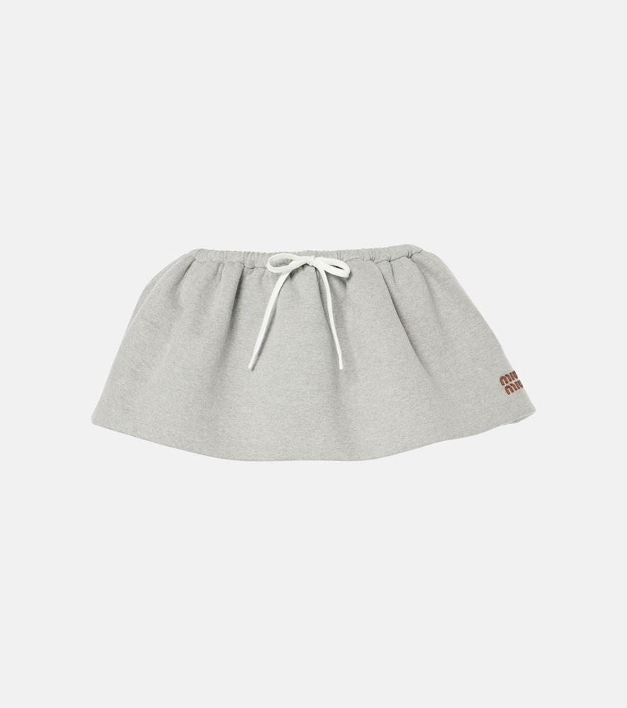 miu miu logo cotton fleece miniskirt