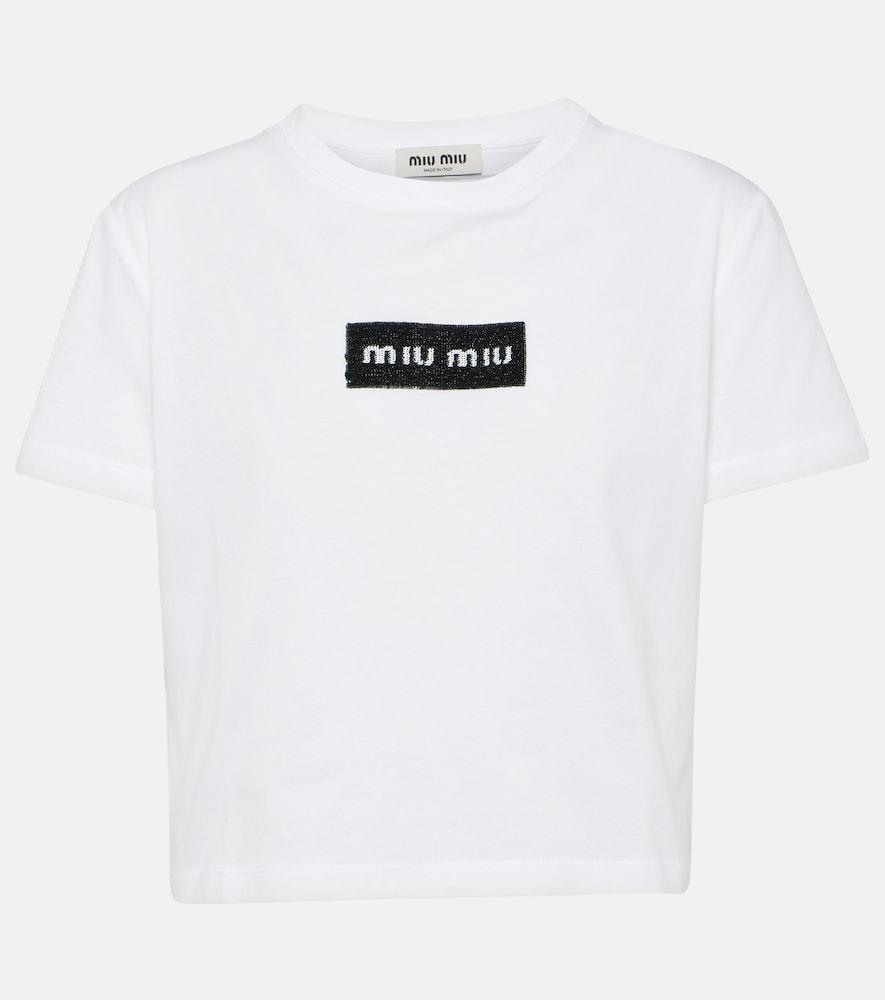 miu miu logo cotton jersey t