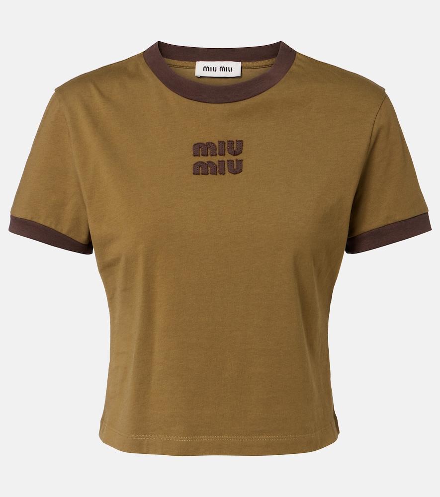 miu miu logo cotton jersey t