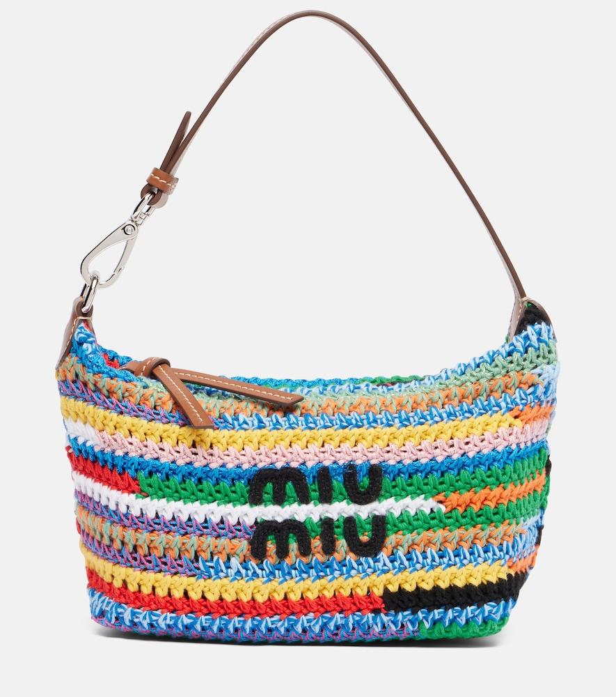 miu miu logo crochet shoulder bag