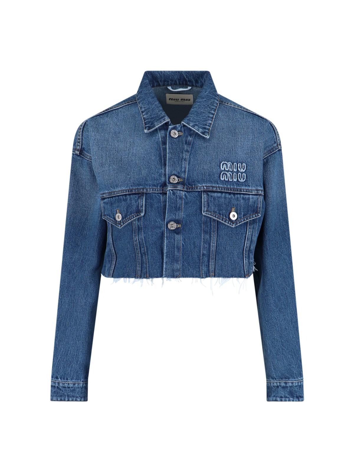 miu miu logo crop jacket