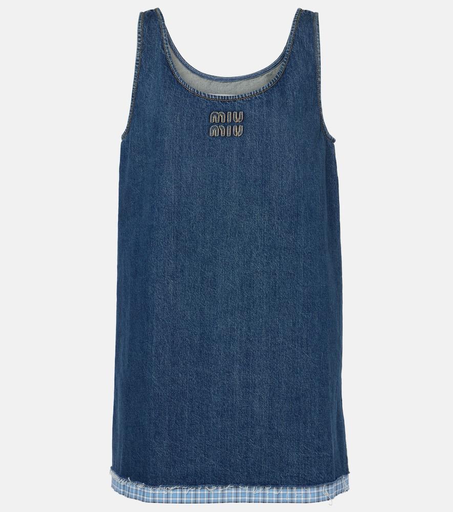miu miu logo denim minidress