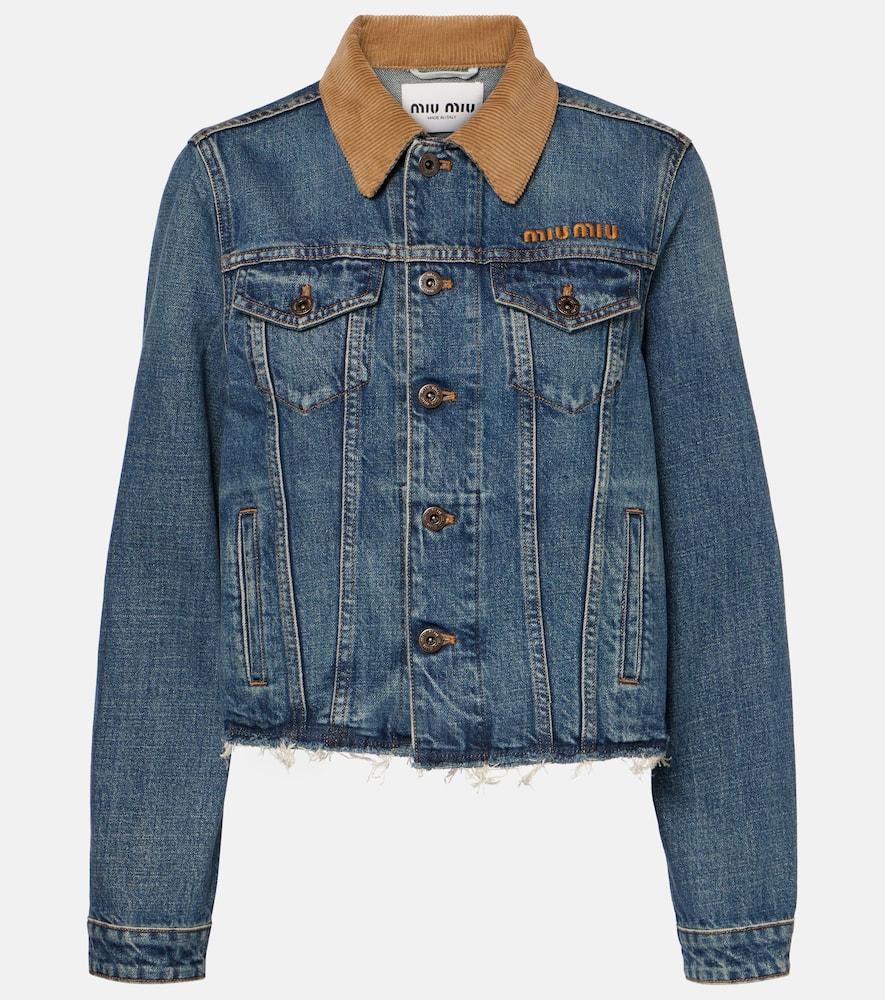 miu miu logo distressed corduroy