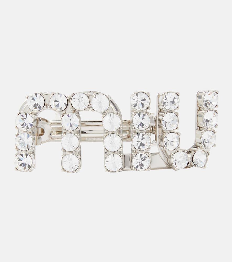 miu miu logo embellished hair clip