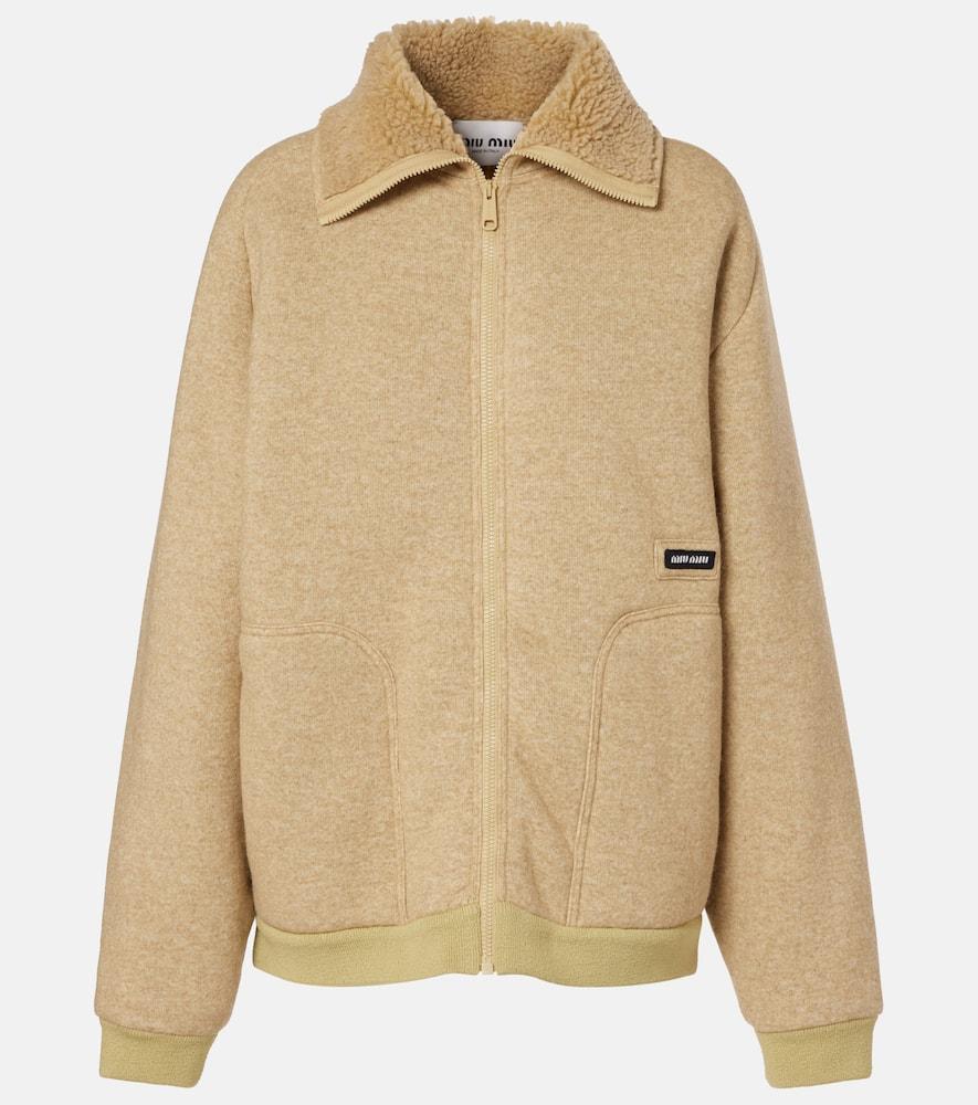 miu miu logo fleece blouson