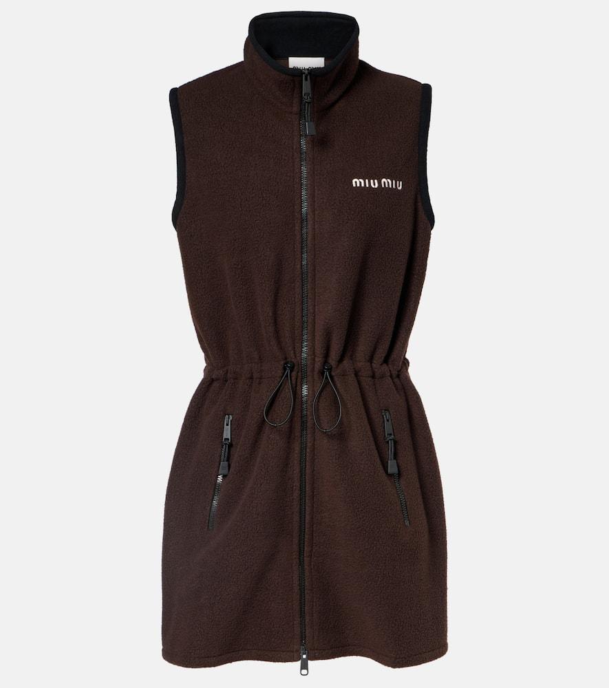 miu miu logo fleece minidress