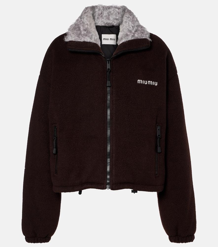 miu miu logo gabardine bomber jacket