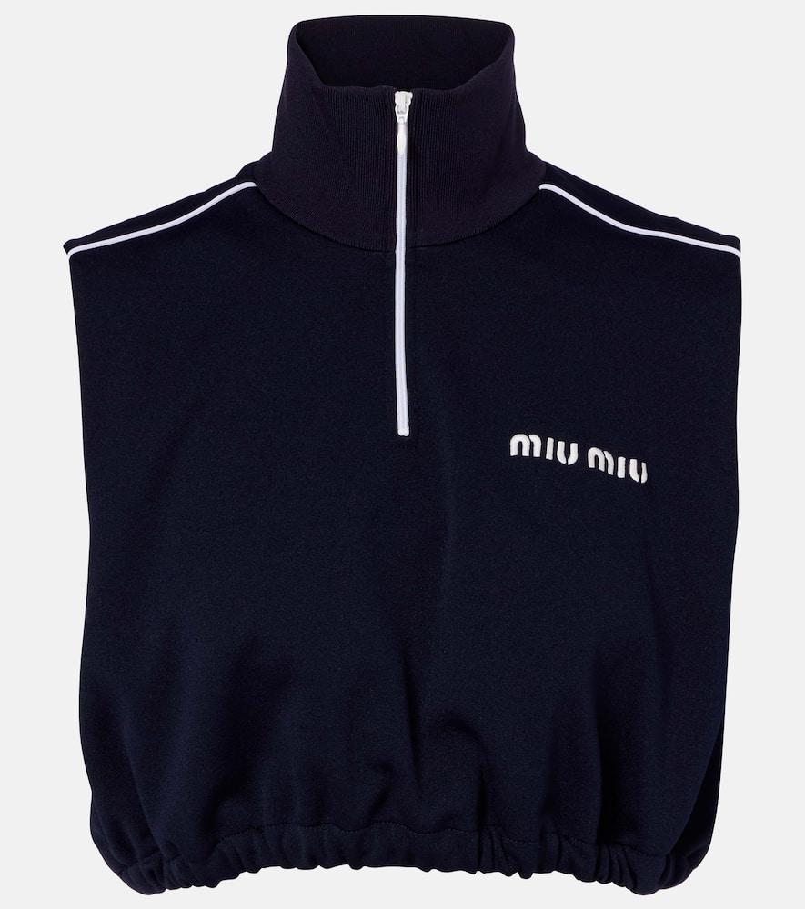miu miu logo jersey crop top