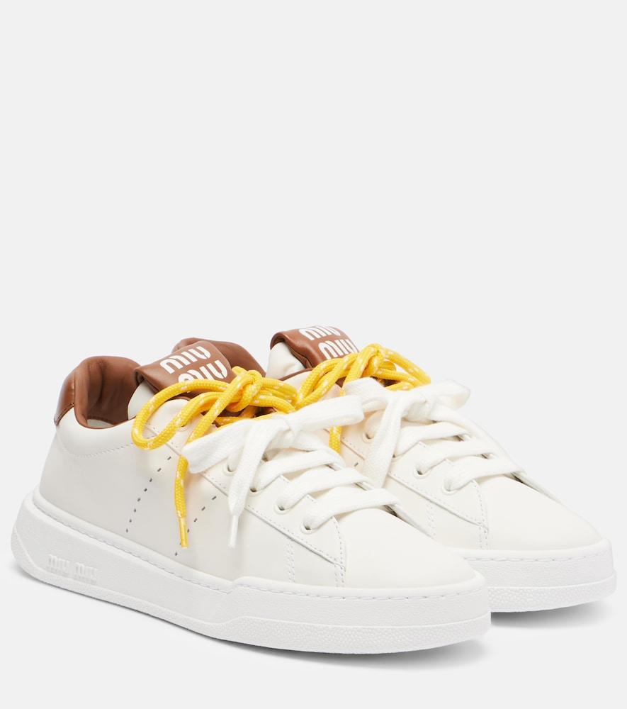 miu miu logo leather sneakers