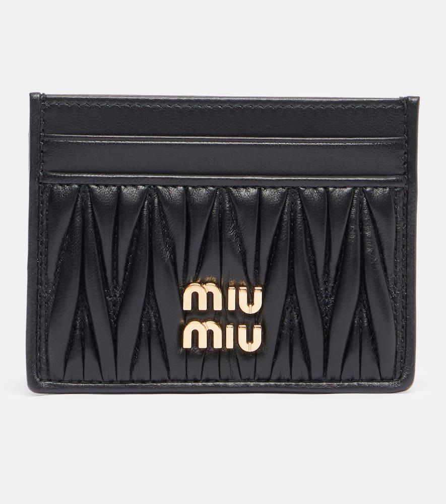 miu miu logo matelassé leather card holder