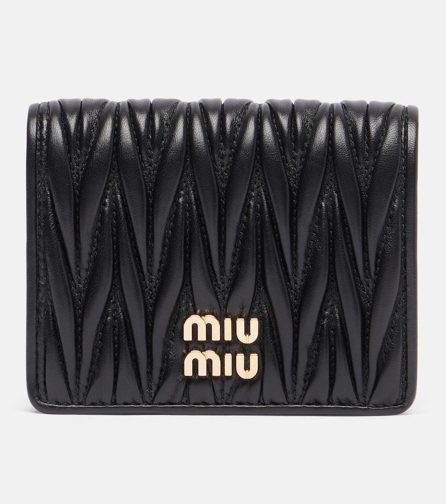 miu miu logo matelassé leather wallet