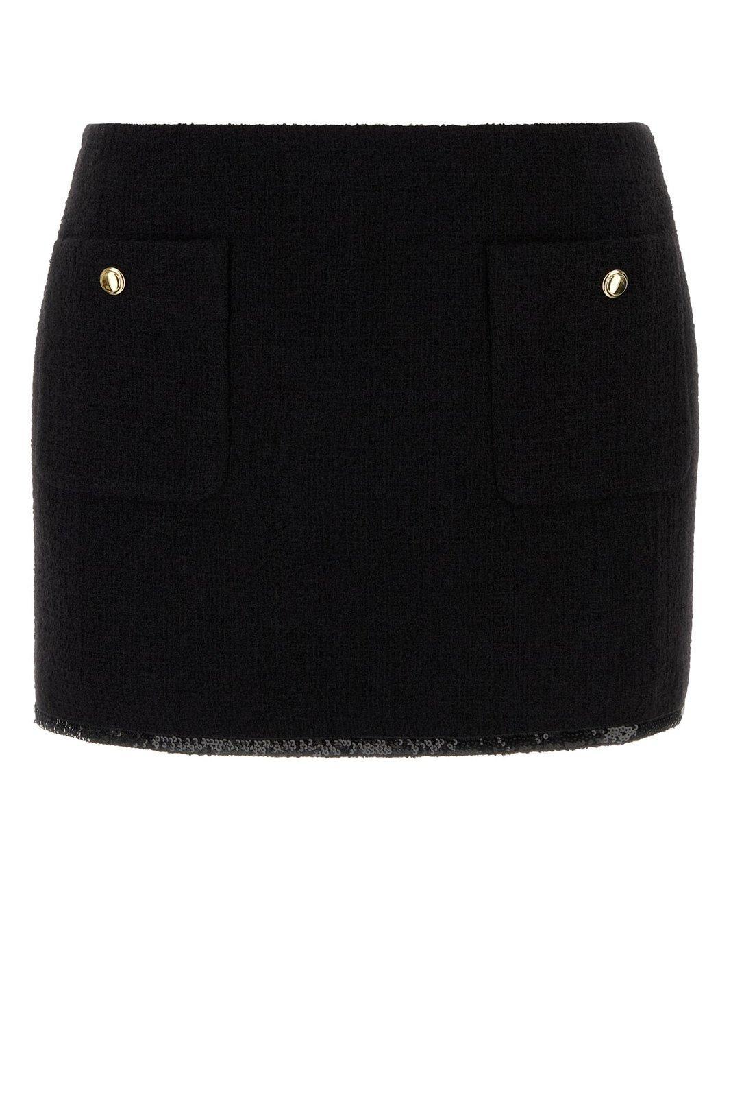 miu miu logo-patch sequin-trim mini skirt