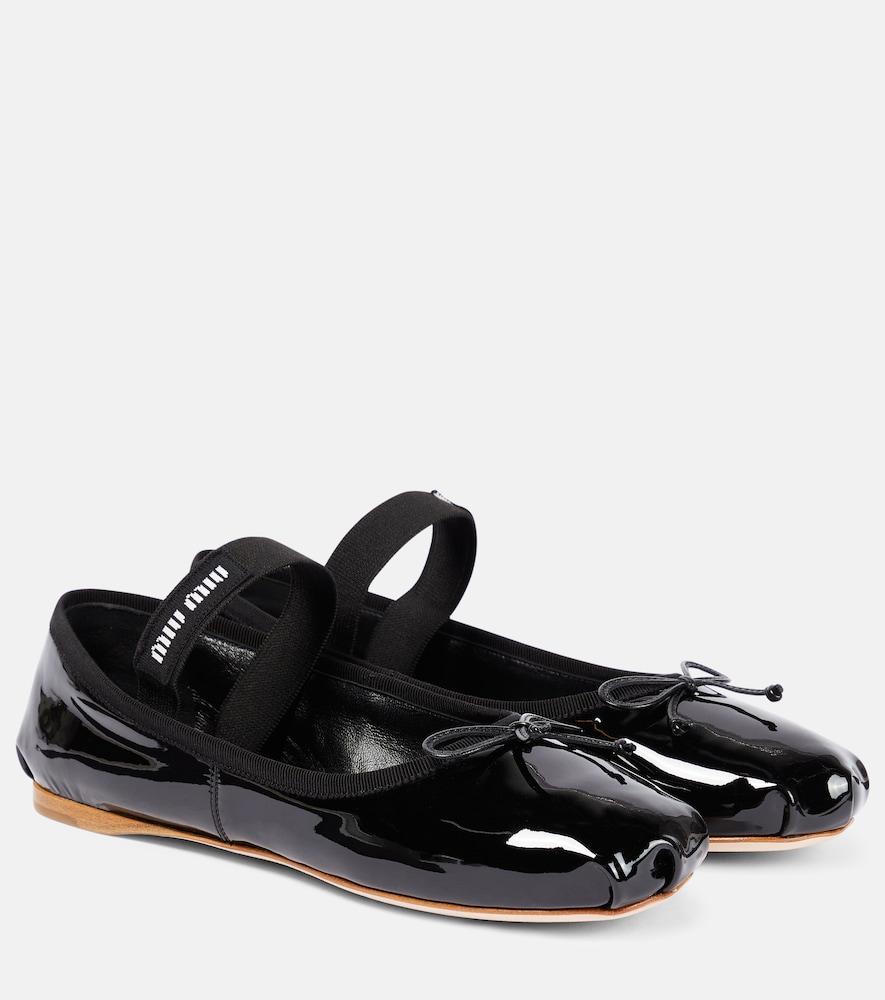 miu miu logo patent leather ballet flats