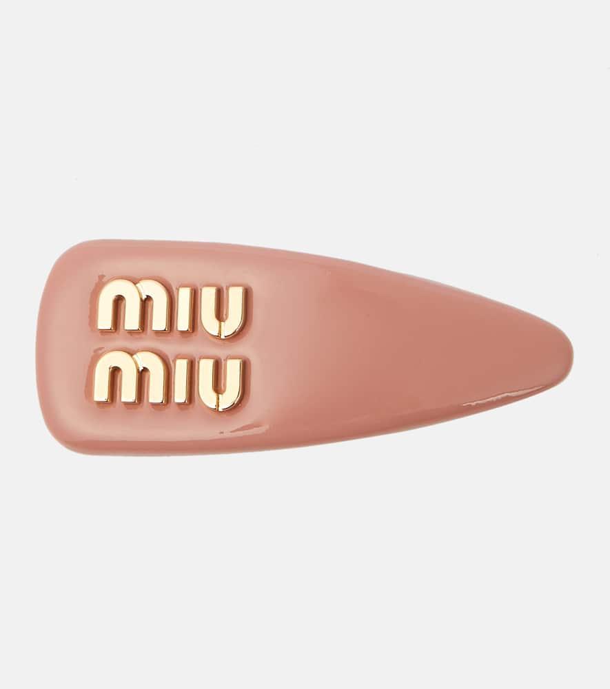 miu miu logo patent leather hair clip