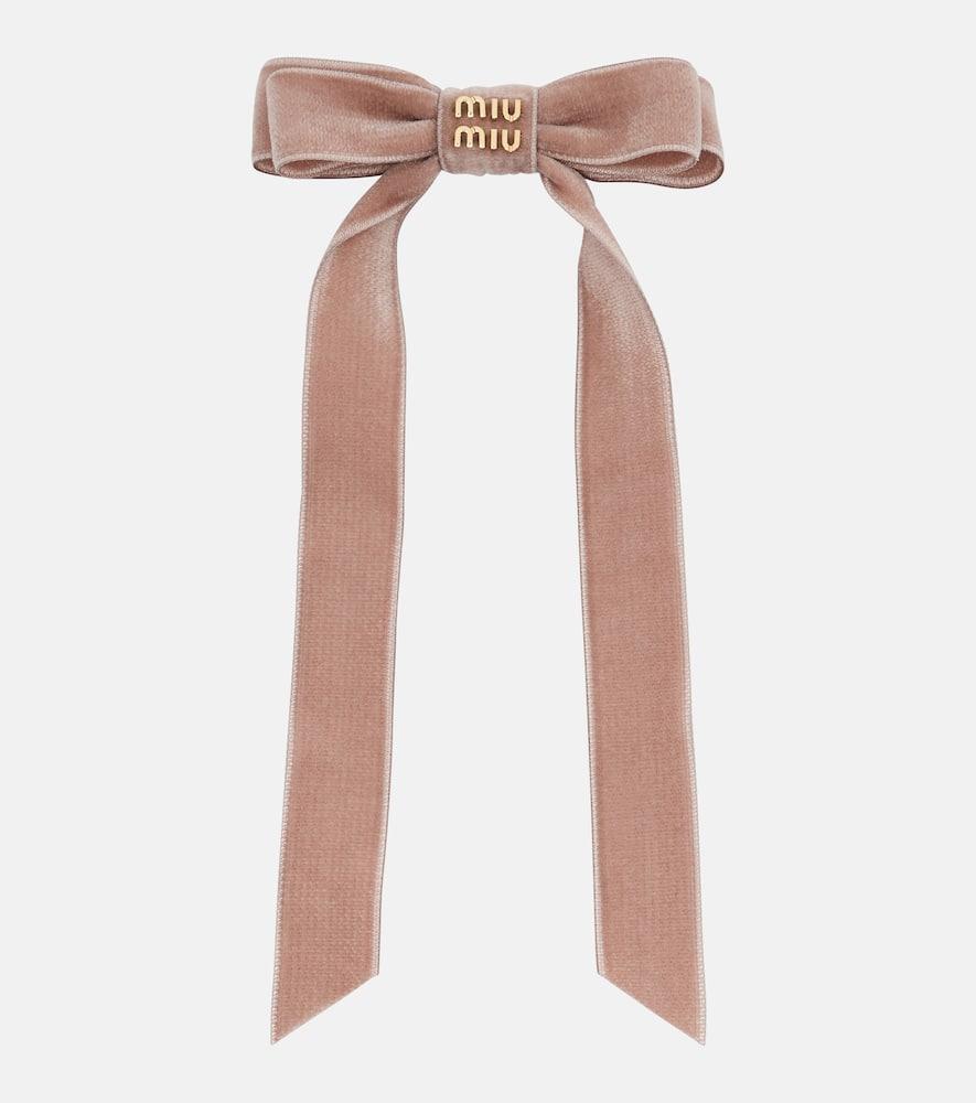 miu miu logo velvet bow hair clip
