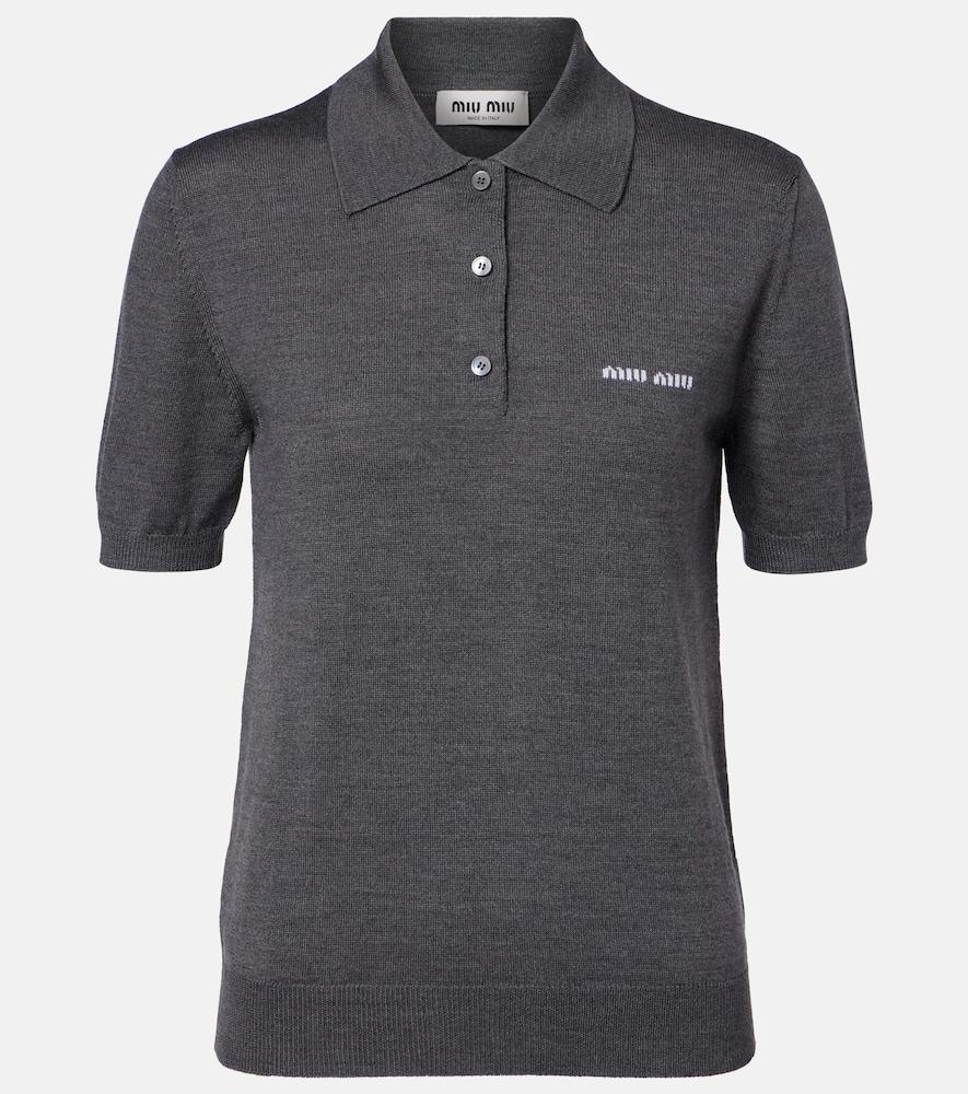 miu miu logo wool polo sweater