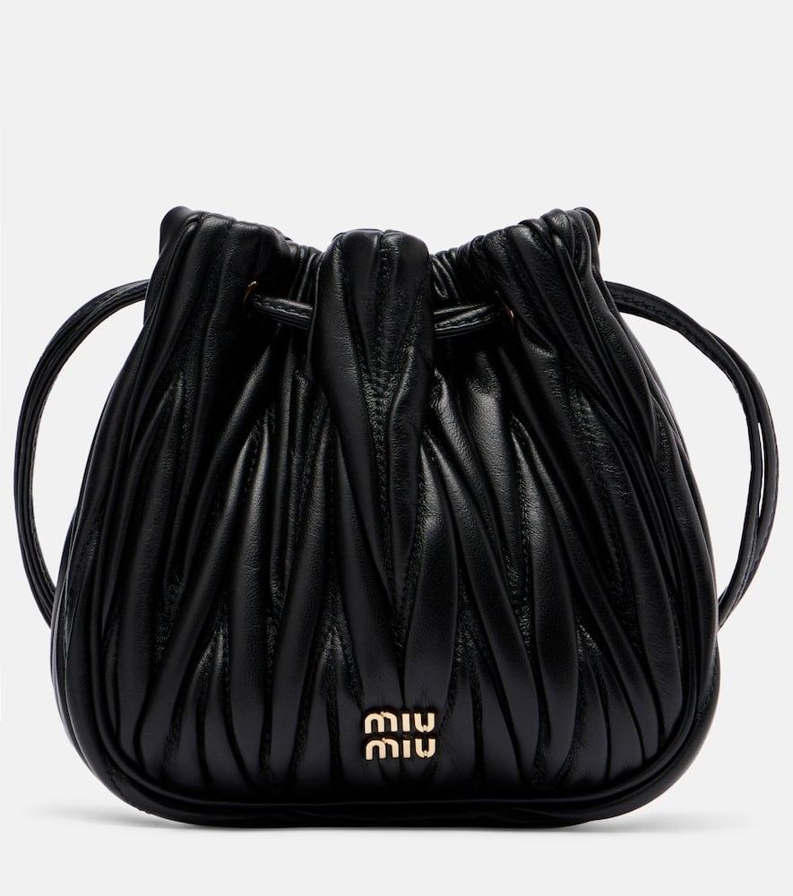 miu miu matelassé leather bucket bag