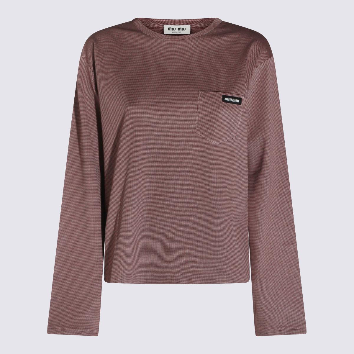 miu miu miu t-shirts and polos bianco + amaranto _100 % co - women