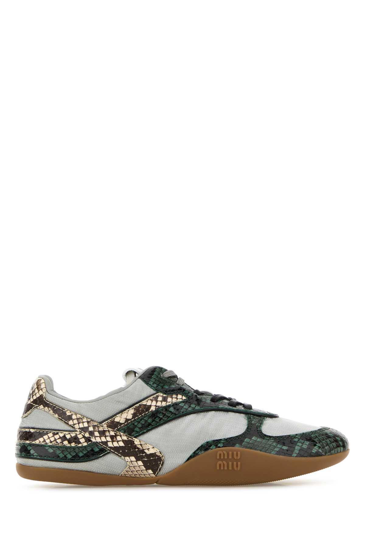 miu miu multicolor fabric and leather sneakers