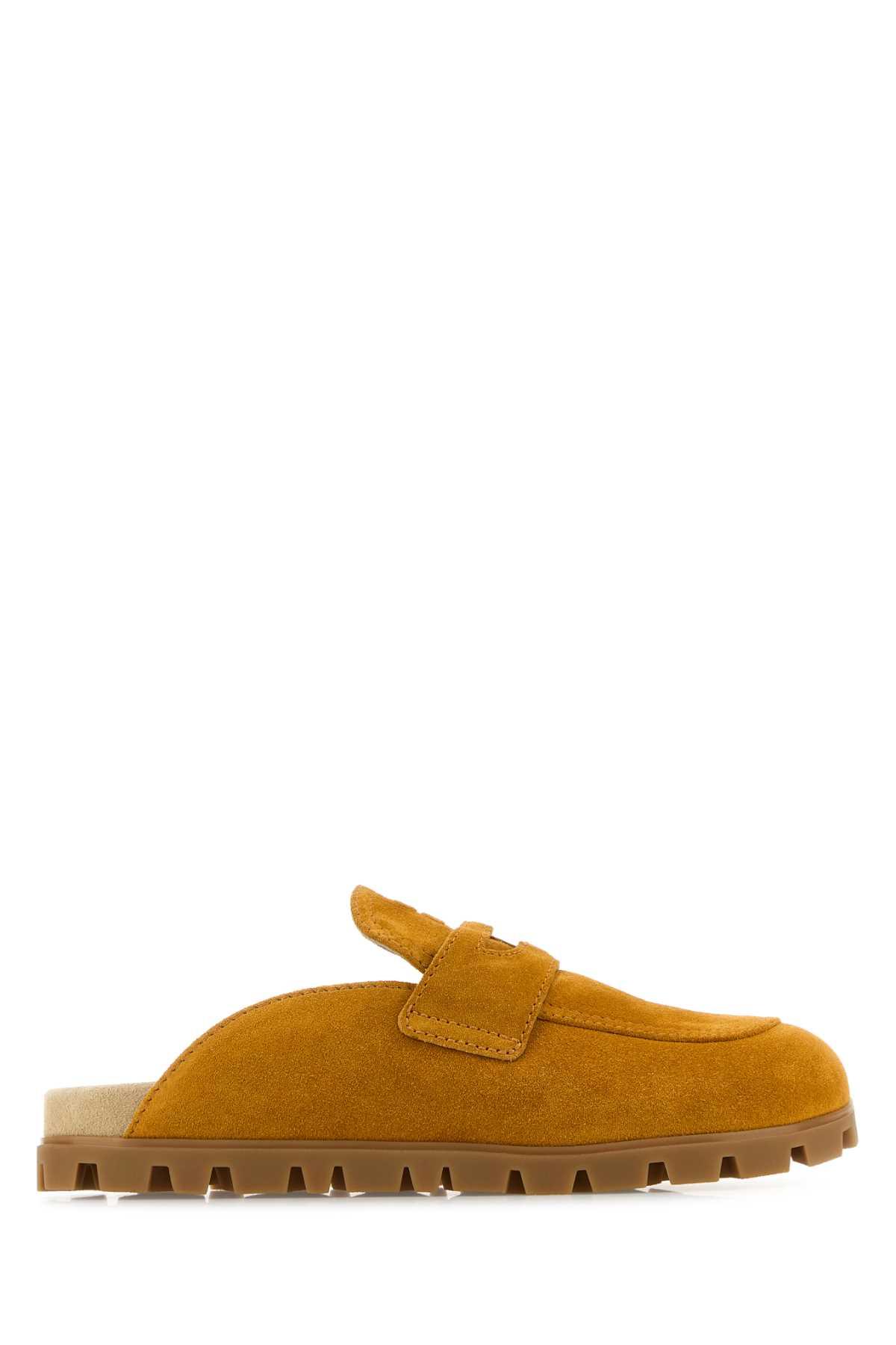 miu miu mustard suede slippers