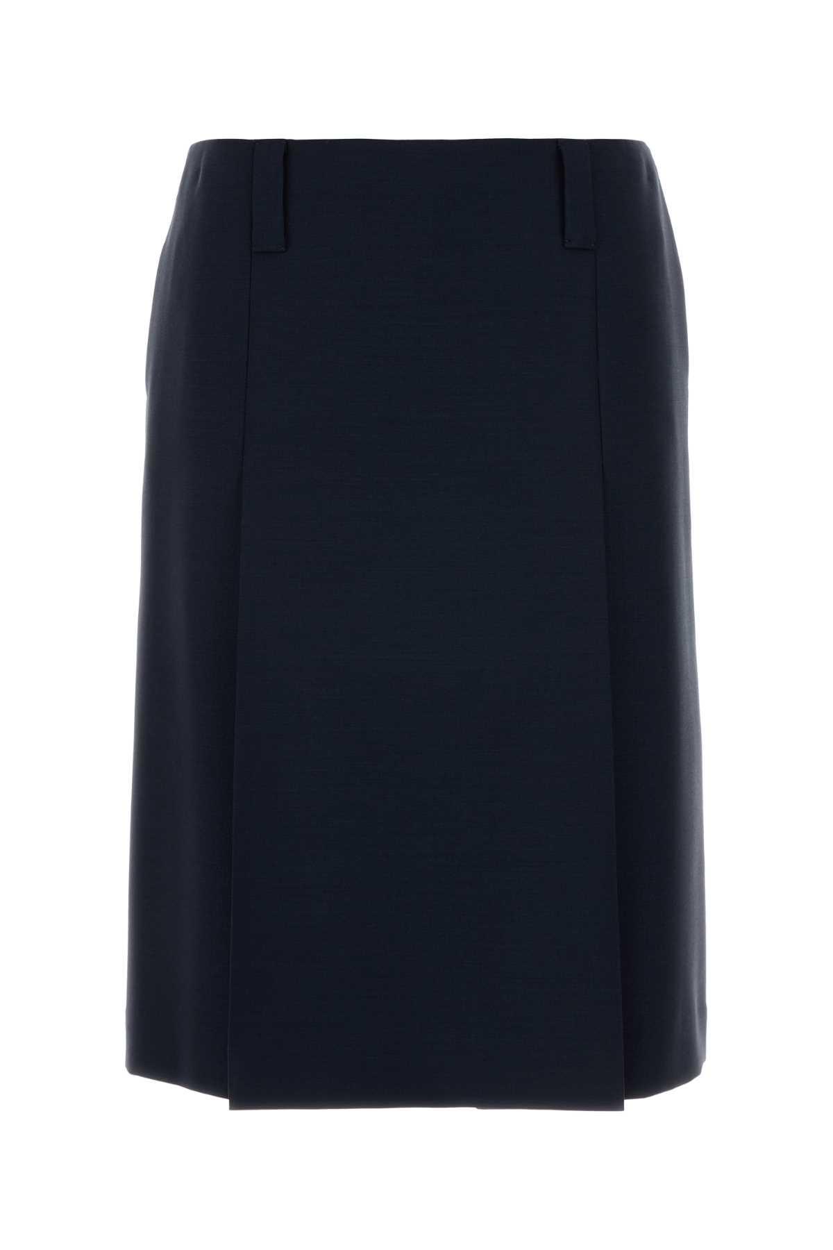 miu miu navy blue mohair blend skirt