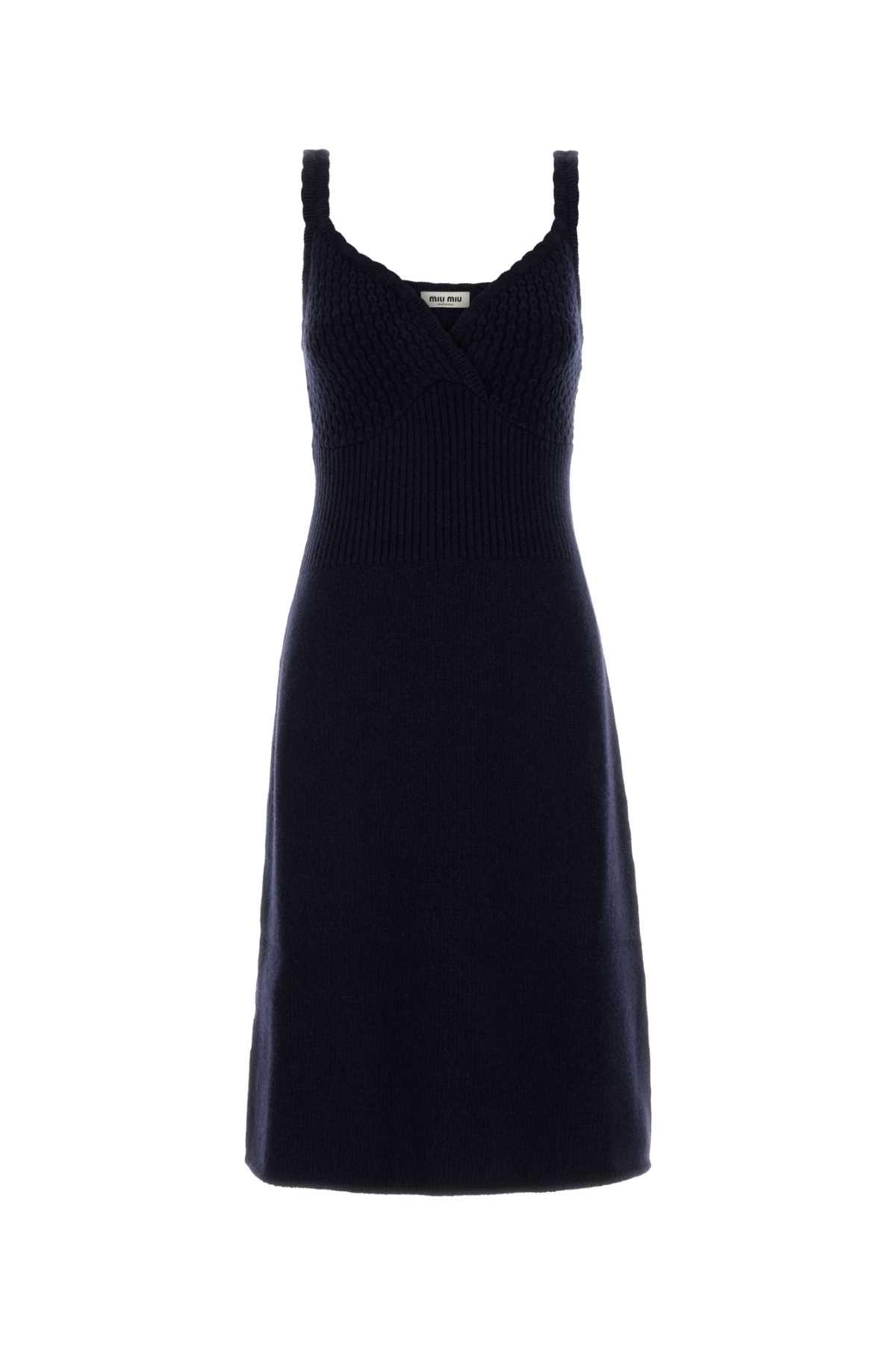 miu miu navy blue wool dress
