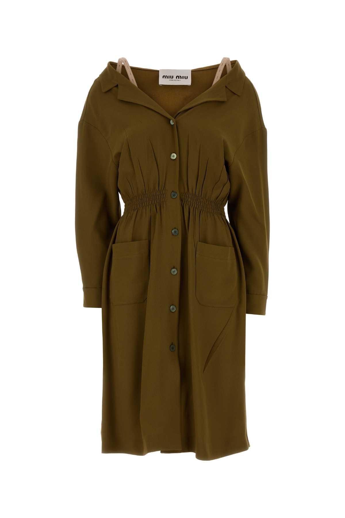 miu miu olive green sable dress