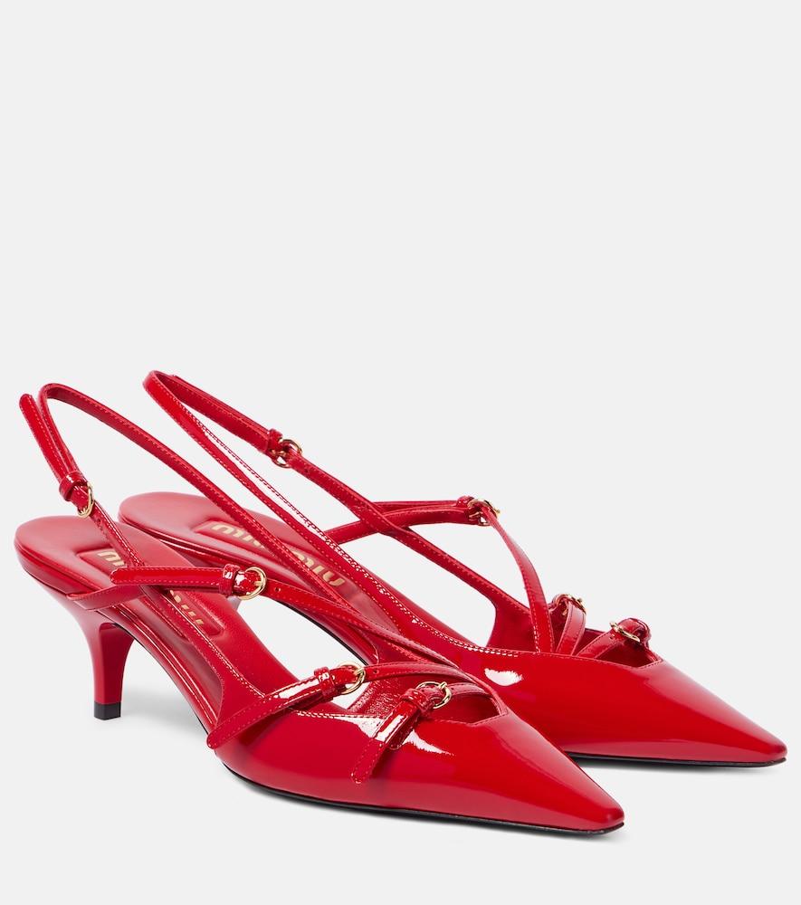 miu miu patent leather slingback pumps