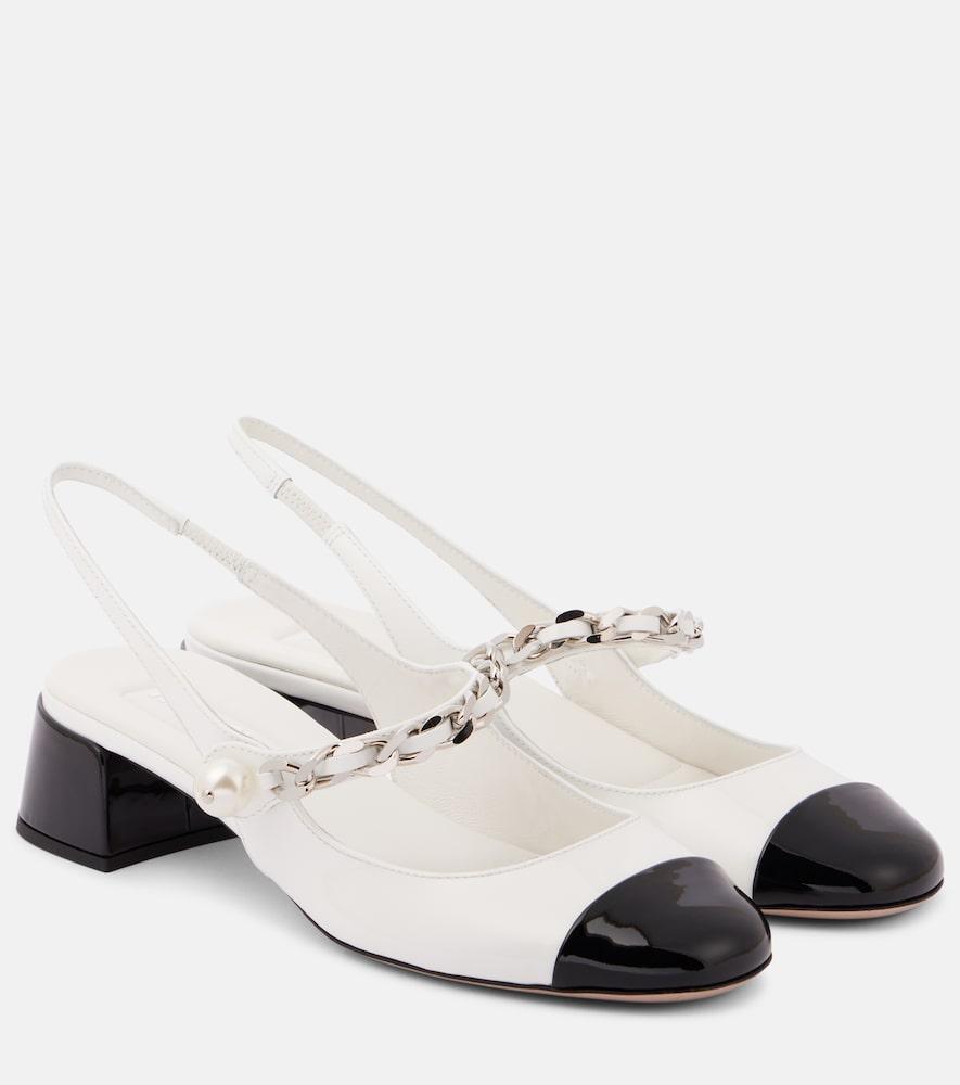miu miu patent leather slingback pumps