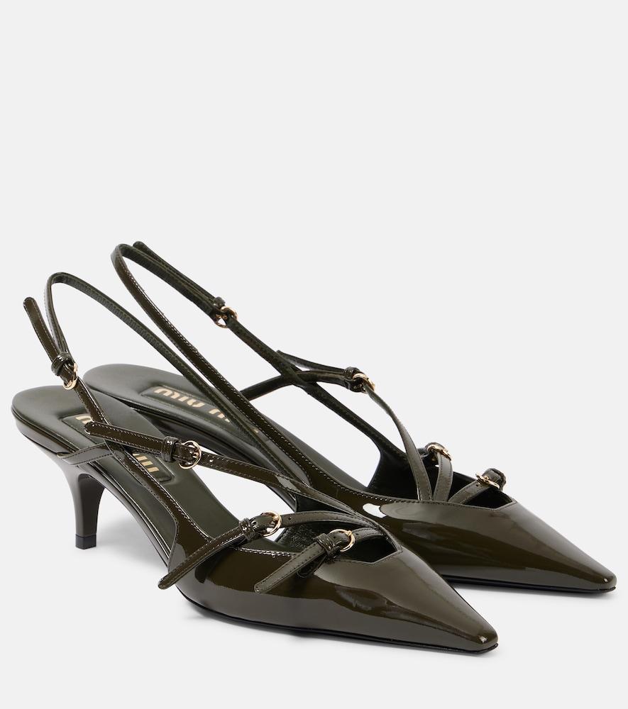 miu miu patent leather slingback pumps