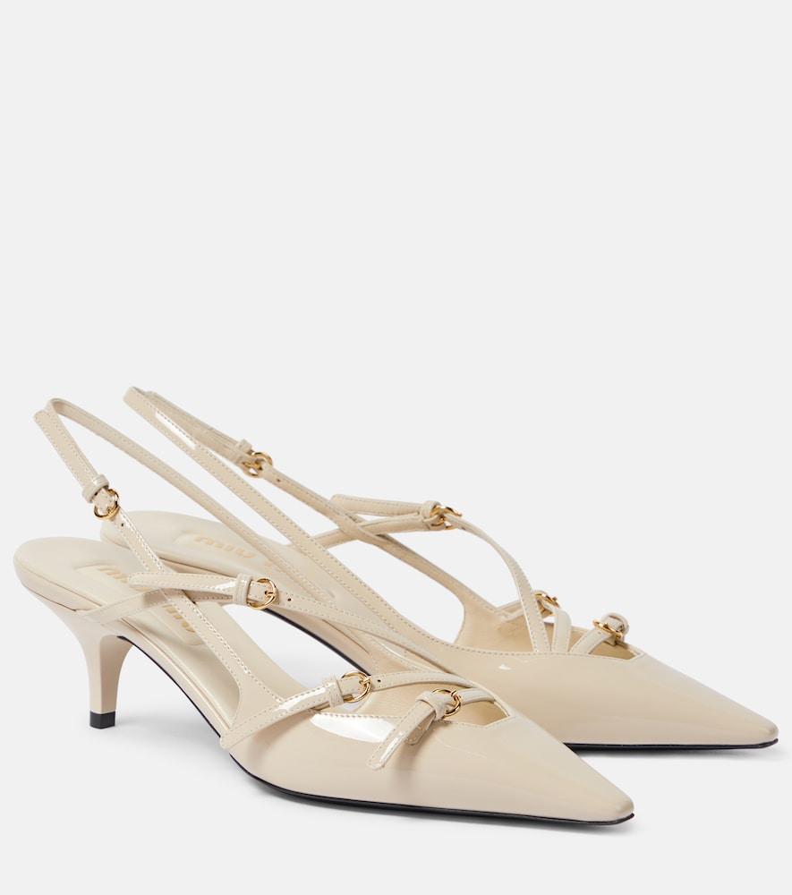 miu miu patent leather slingback pumps